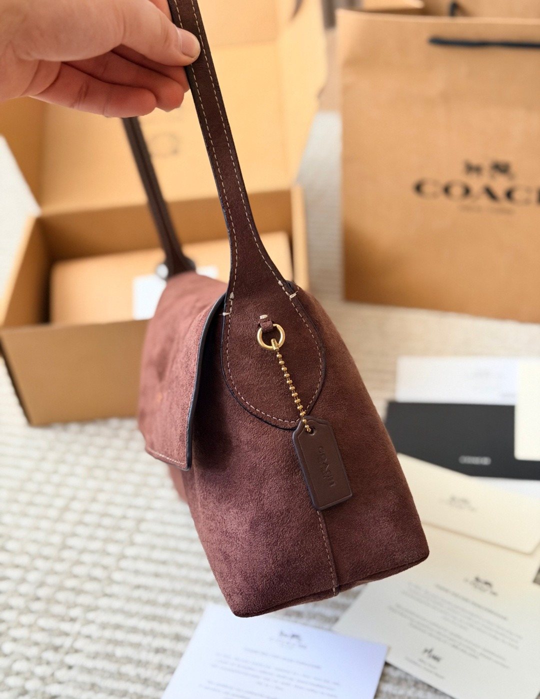 Coach Chelsea Textured Flap Shoulder Bag — side