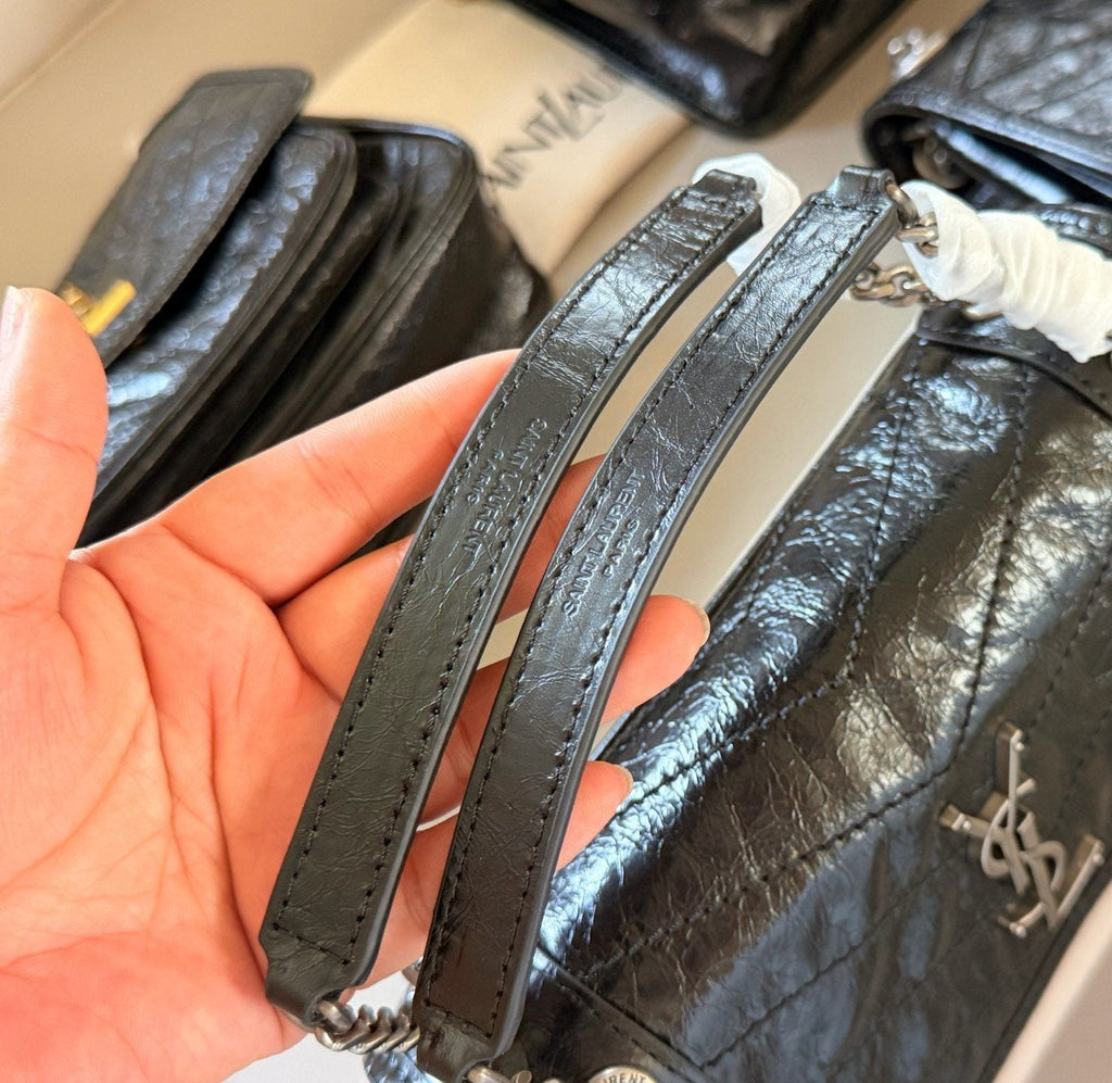 Saint Laurent Niki Chevron-Quilted Shoulder Bag — detail