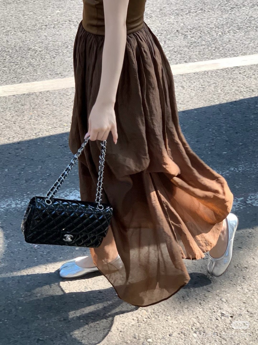 Chanel CF Glossy Diamond-Quilted Flap Bag — model