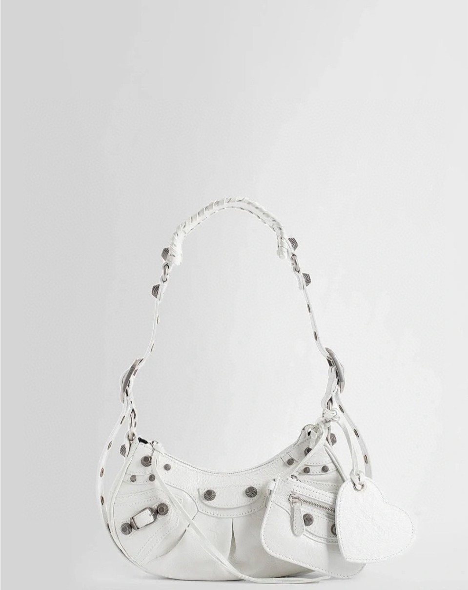 Balenciaga Le Cagole Studded Crescent Shoulder Bag — front