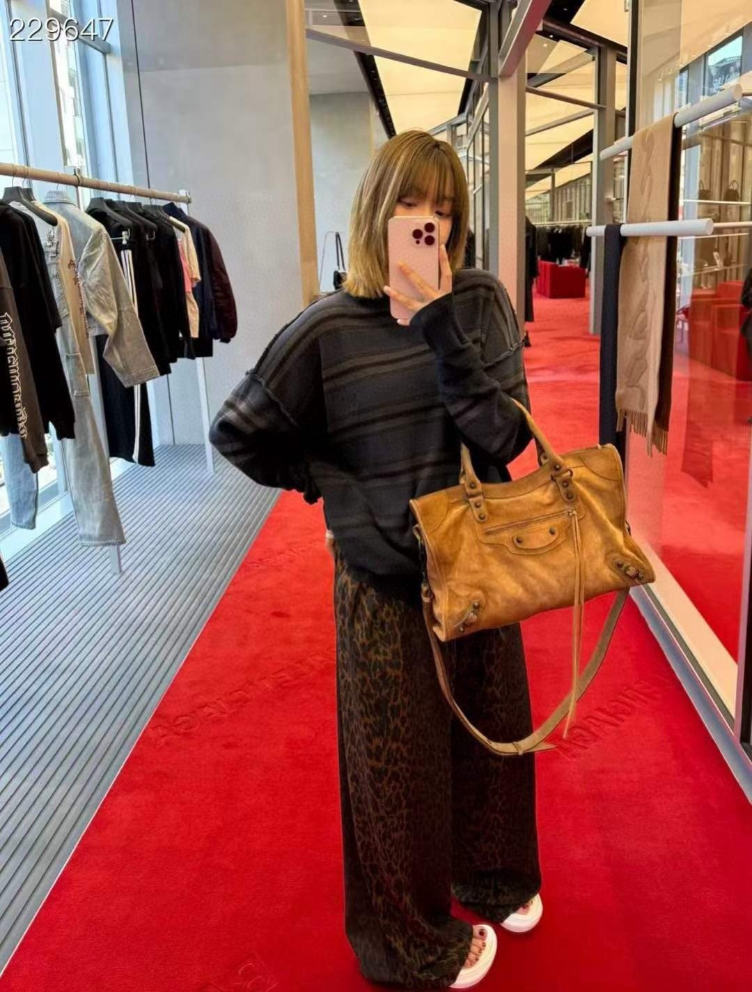 Balenciaga Le City Suede Handbag — model