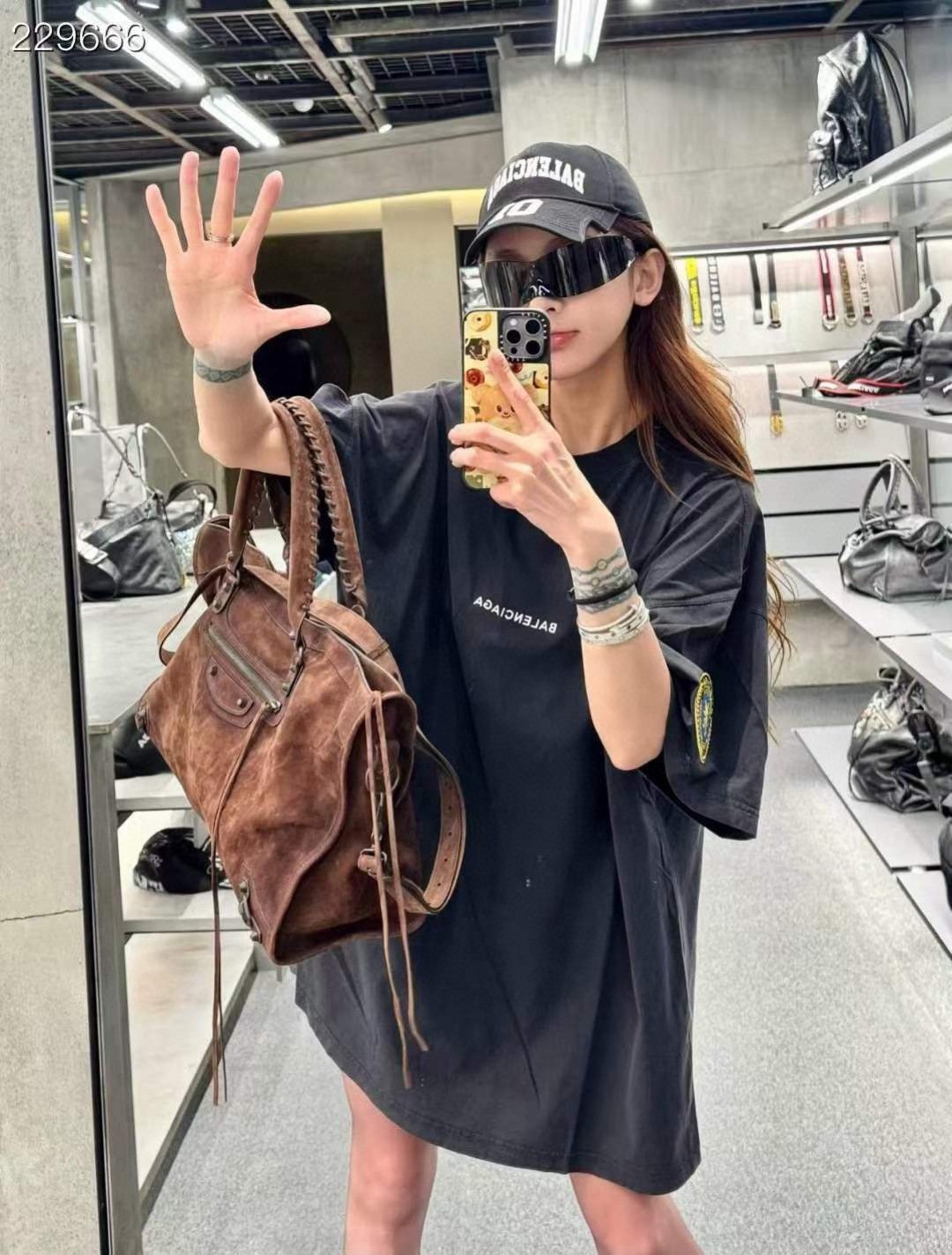 Balenciaga Le City Suede Handbag — model