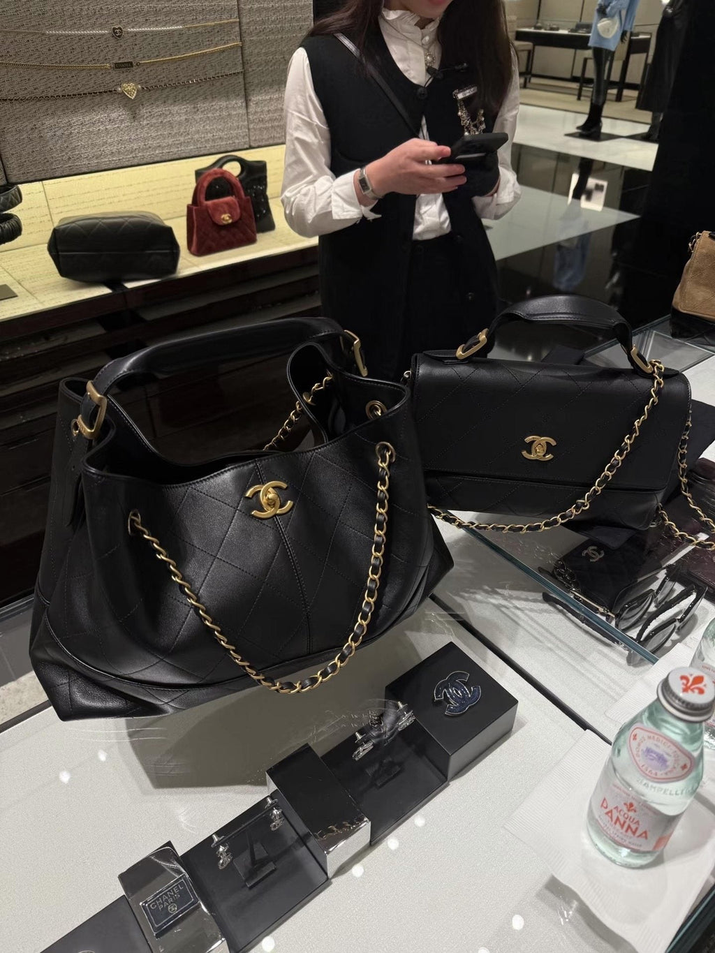 Chanel Quilted Hobo Bag with Draped Chain — hero