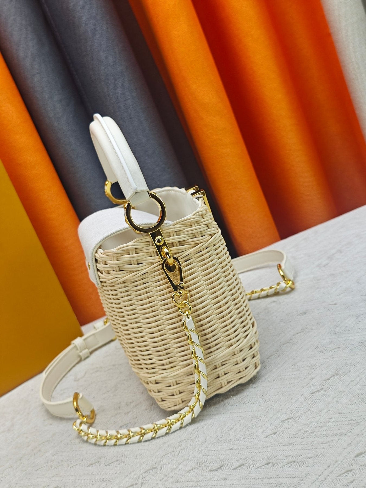 Louis Vuitton Capucines Rattan Top-Handle Bag — side