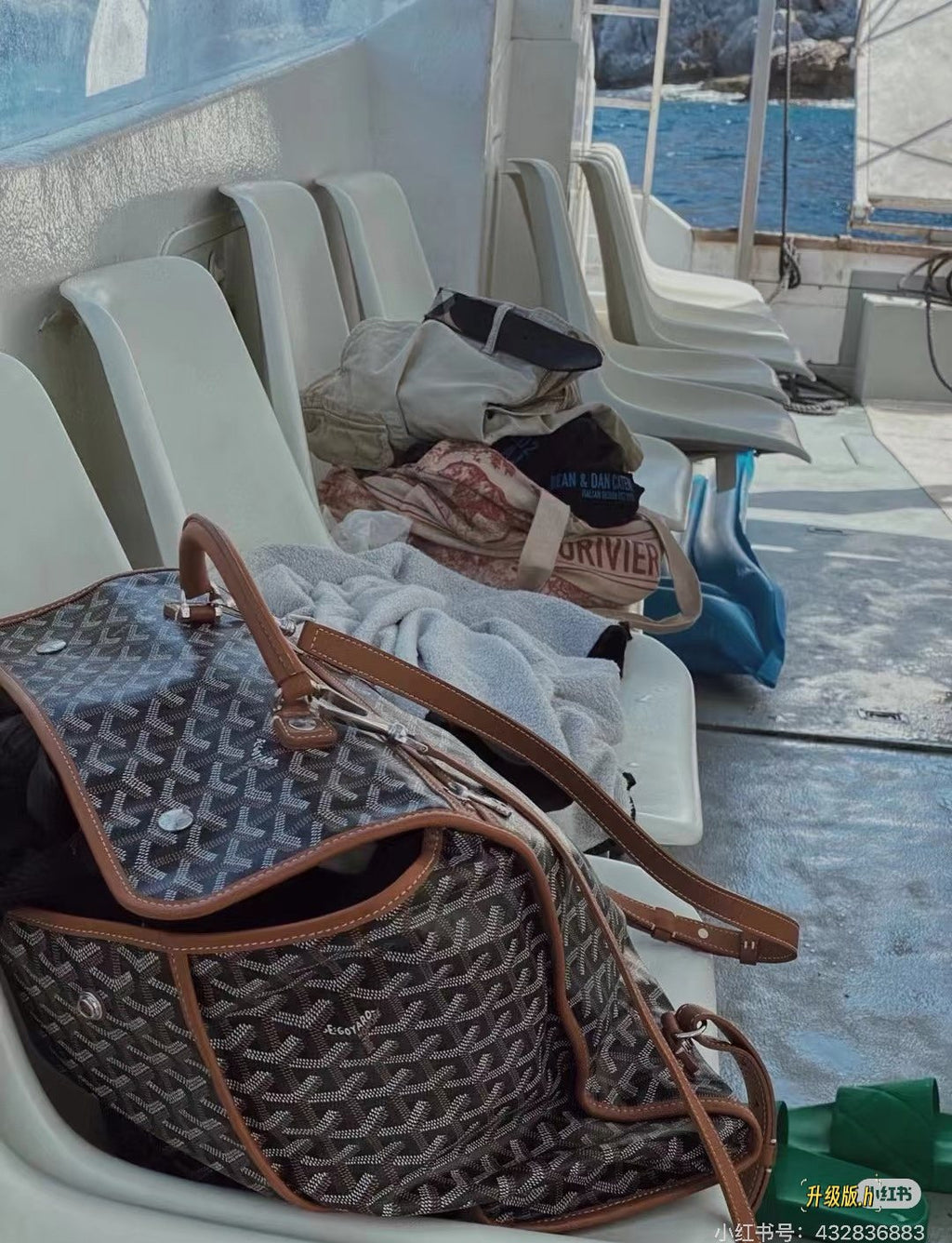 Goyard Patterned Folded-Gusset Backpack — side