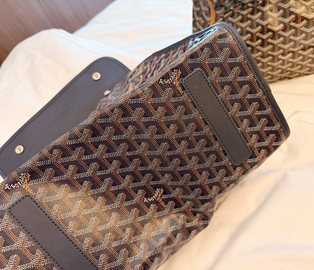 Goyard Patterned Folded-Gusset Backpack — detail