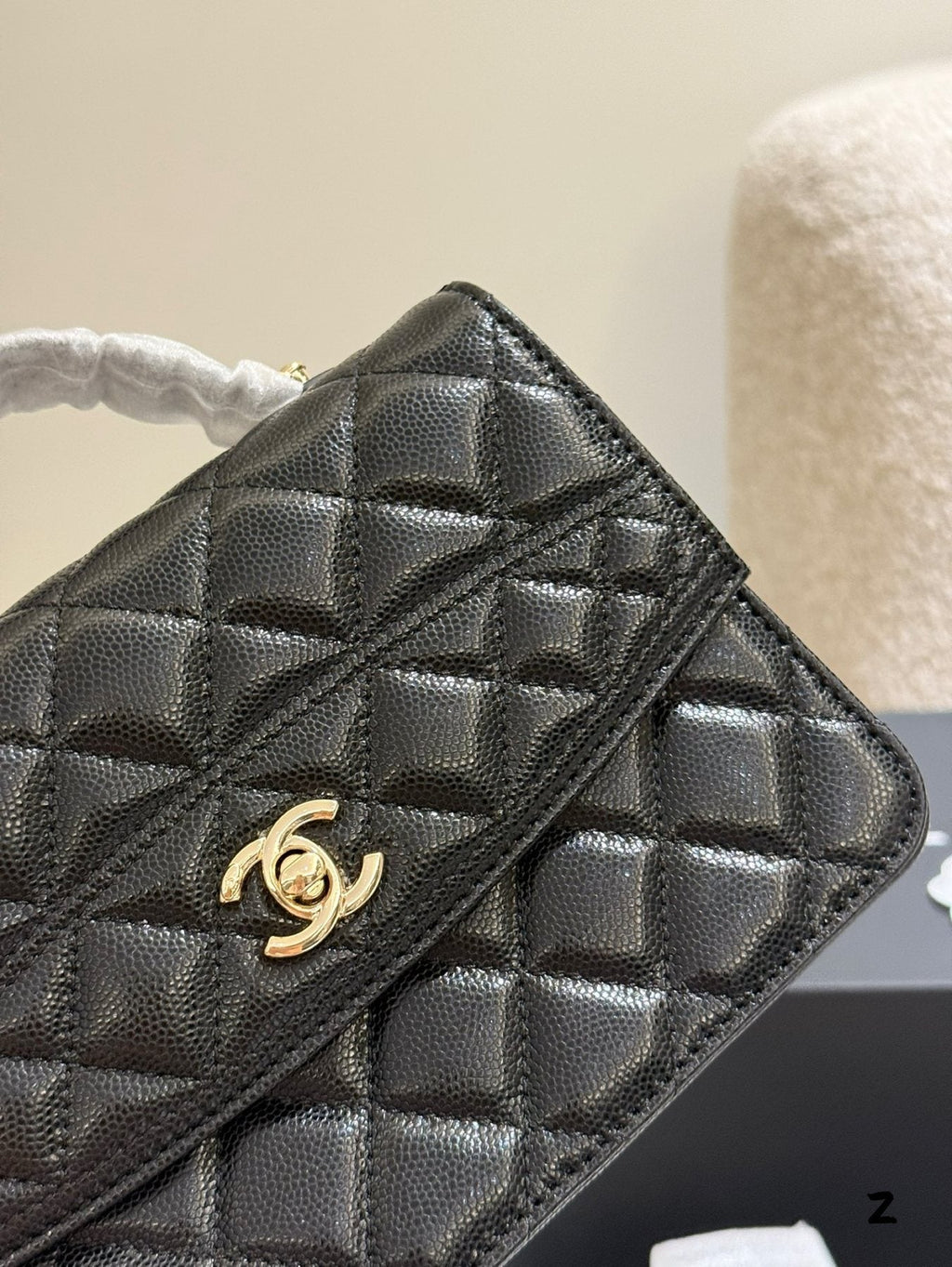 Chanel Quilted Square Top-Handle Flap Bag — detail