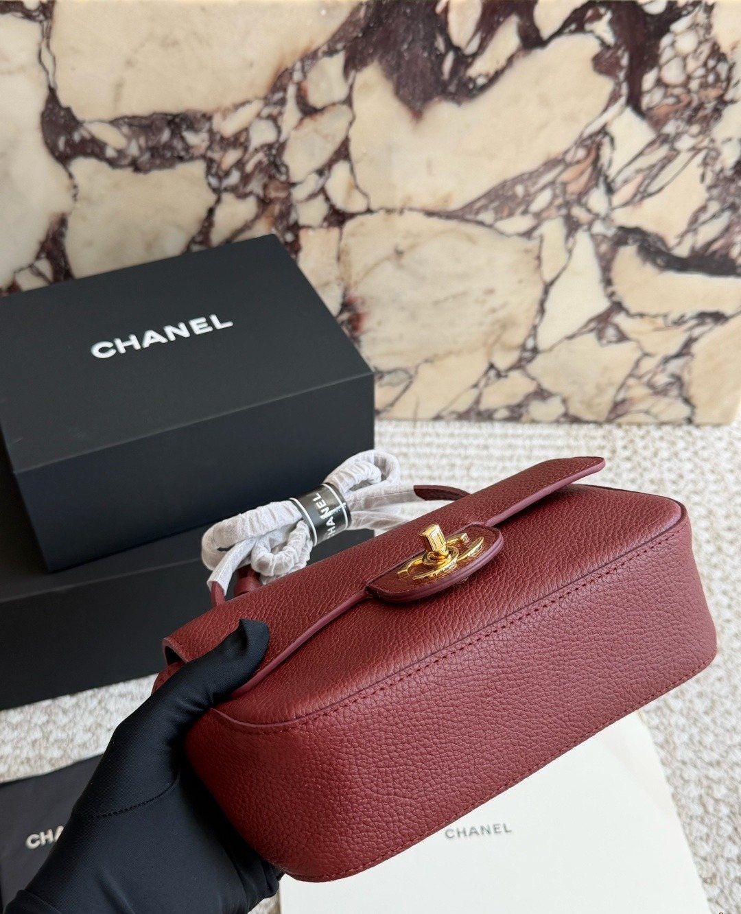 Chanel Maxi Flap Leather Shoulder Bag — detail