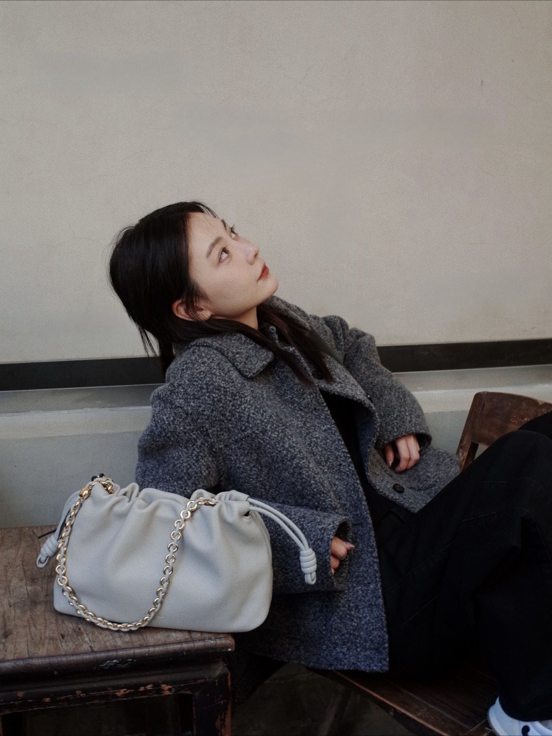 Loewe Gathered Pouch Bag with Gold-Tone Chain — model