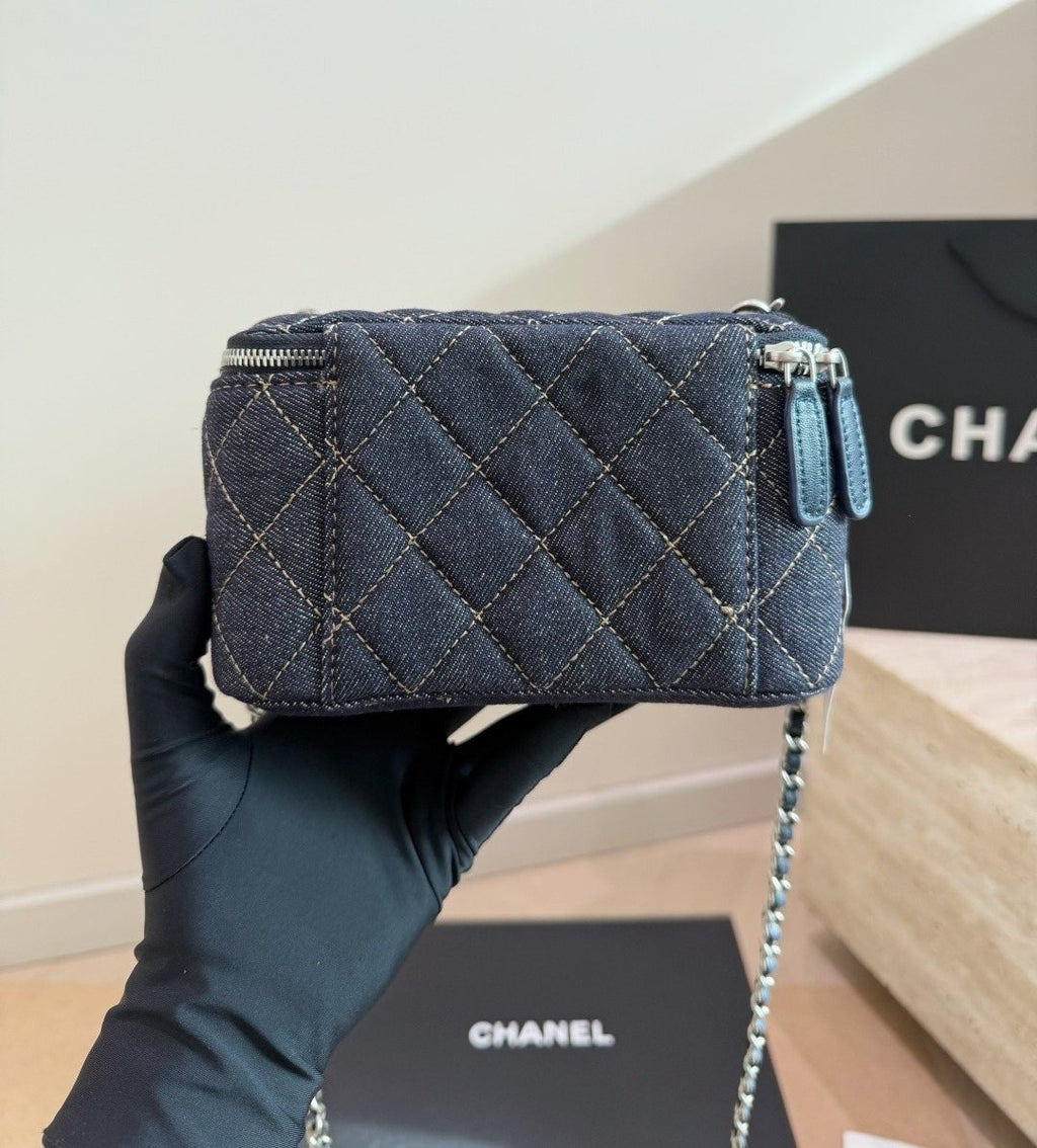 Chanel Quilted Denim Box Shoulder Bag — back