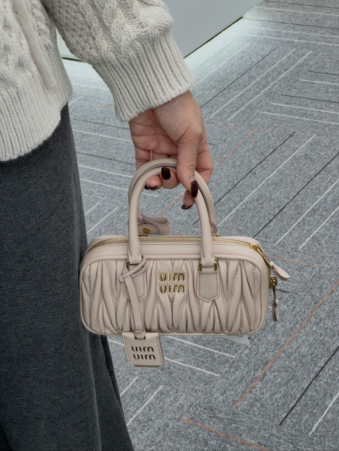 Miu Miu Gathered Bowling Top-Handle Bag — model