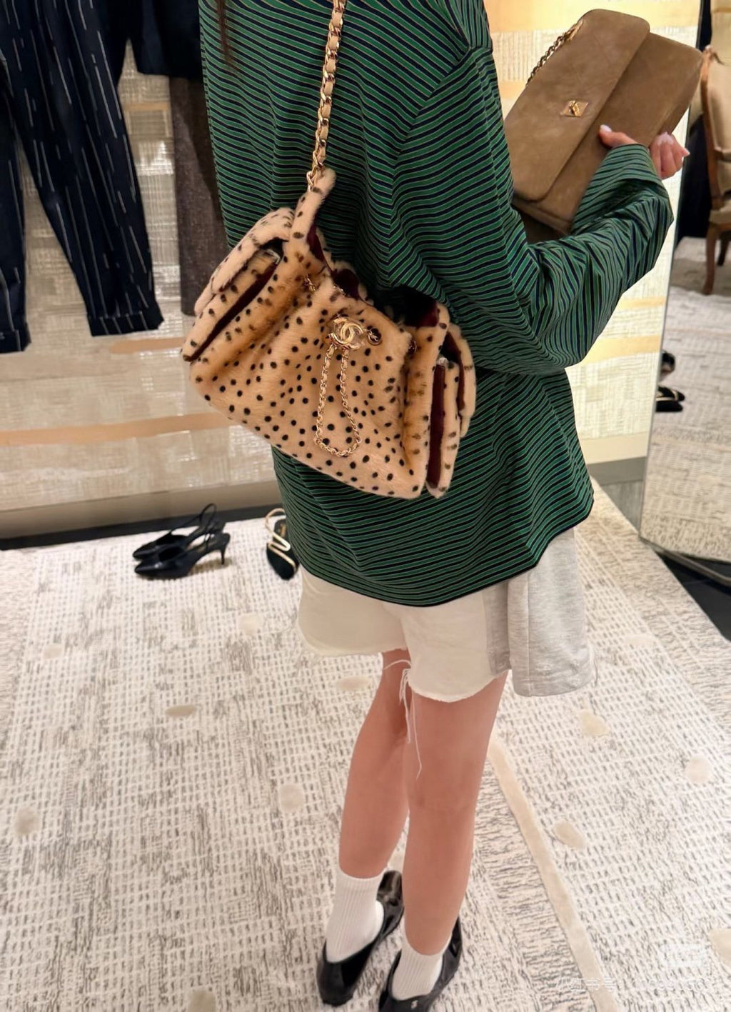 Chanel 25 Spotted Plush Bucket Bag — model