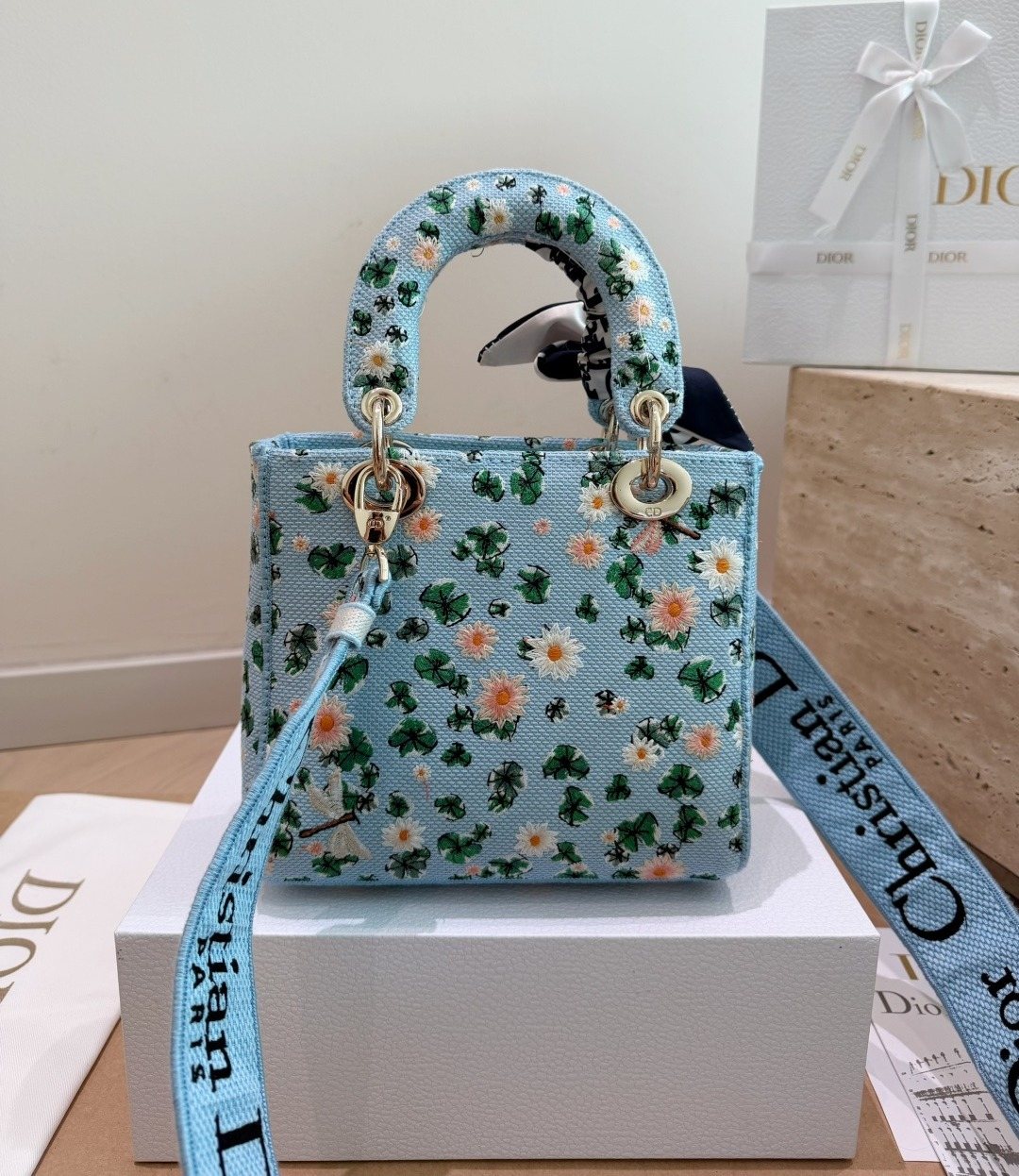Dior Lady D-Lite Floral Embroidered Top-Handle Bag — back