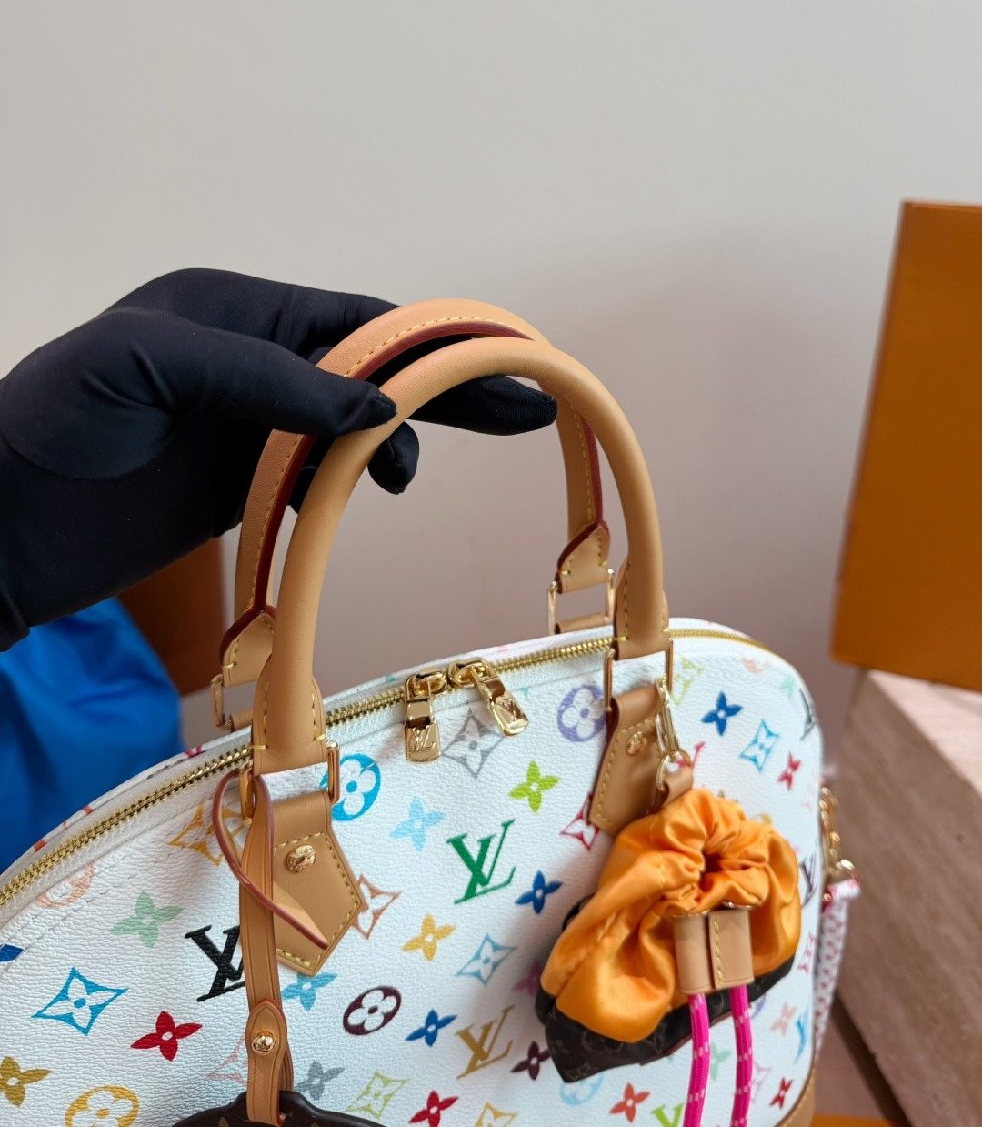Louis Vuitton Alma White Multicolored Monogram Handbag — front