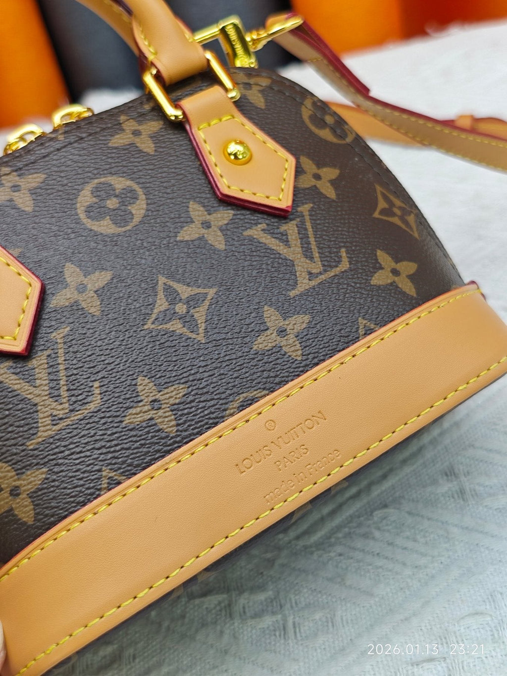 Louis Vuitton Nano Alma Monogram Top-Handle Bag — detail