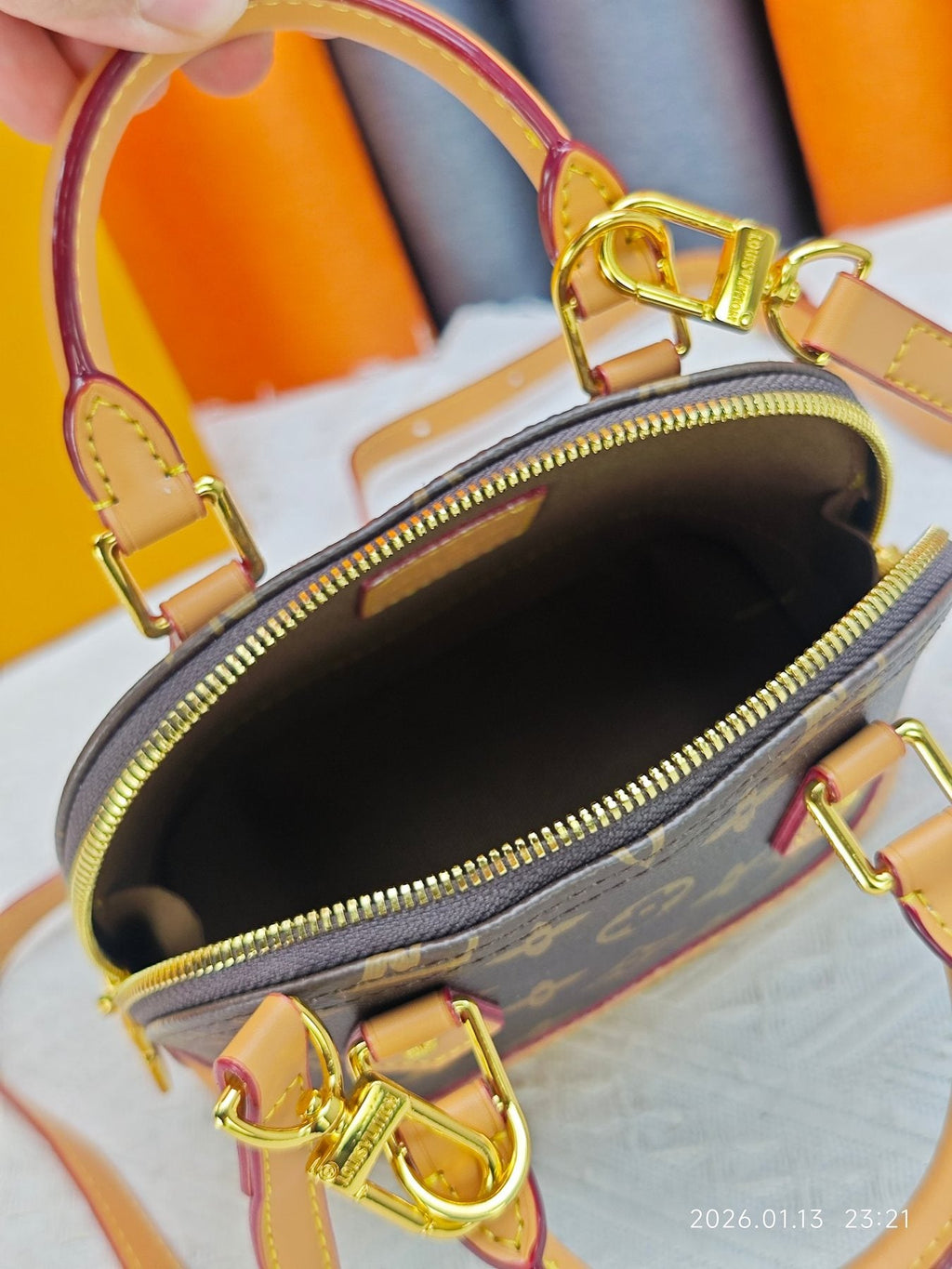 Louis Vuitton Nano Alma Monogram Top-Handle Bag — detail
