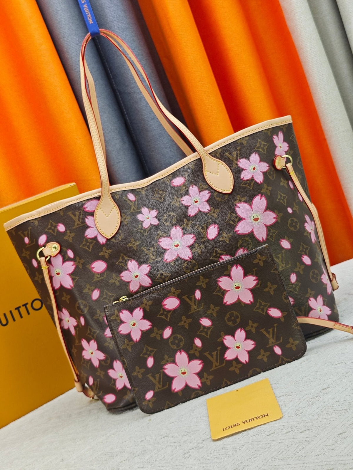 Louis Vuitton Neverfull Pink Floral Monogram Tote — front