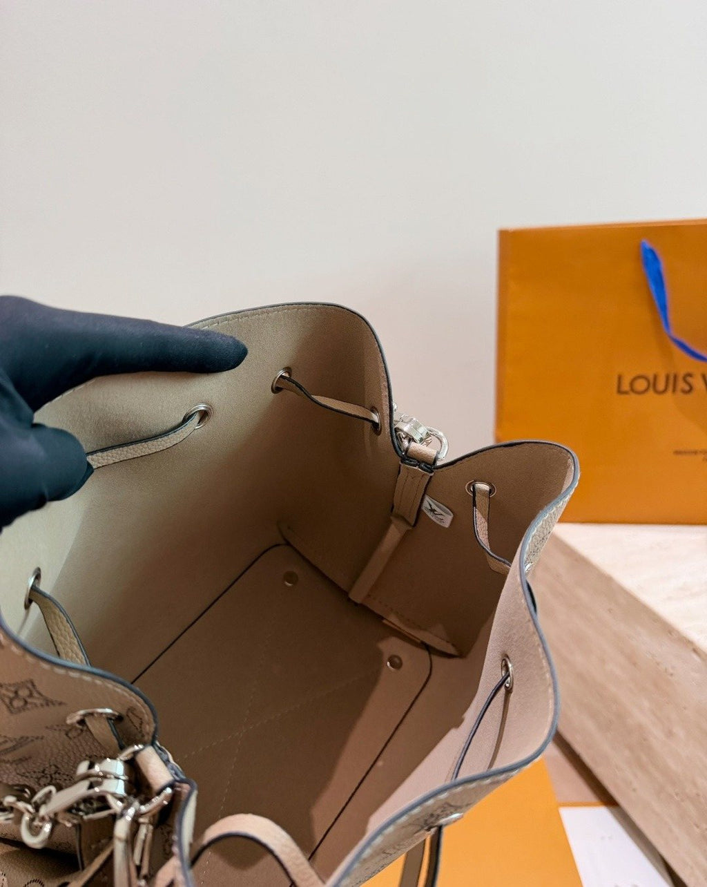 Louis Vuitton Bella Monogram Bucket Bag — detail