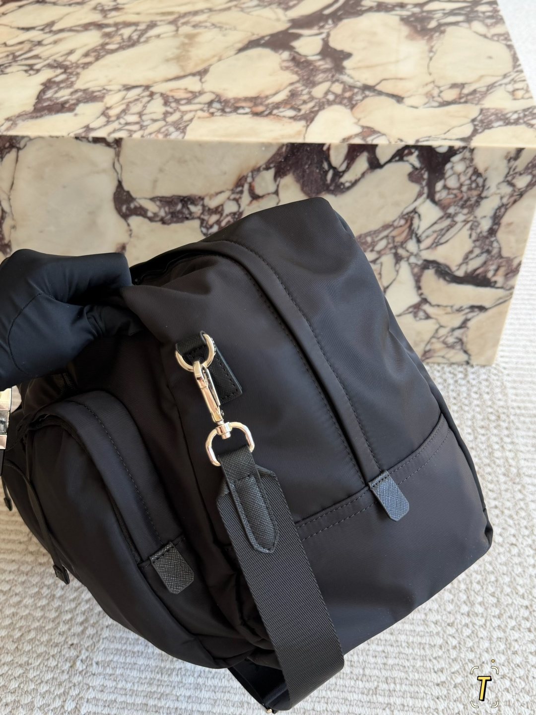 Prada Nylon Travel Bag with Front Zip Pockets — side