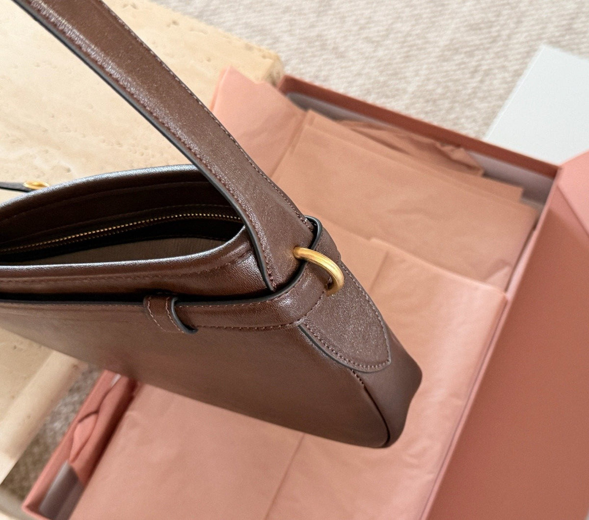 Miu Miu Aventure Nappa Shoulder Bag — detail