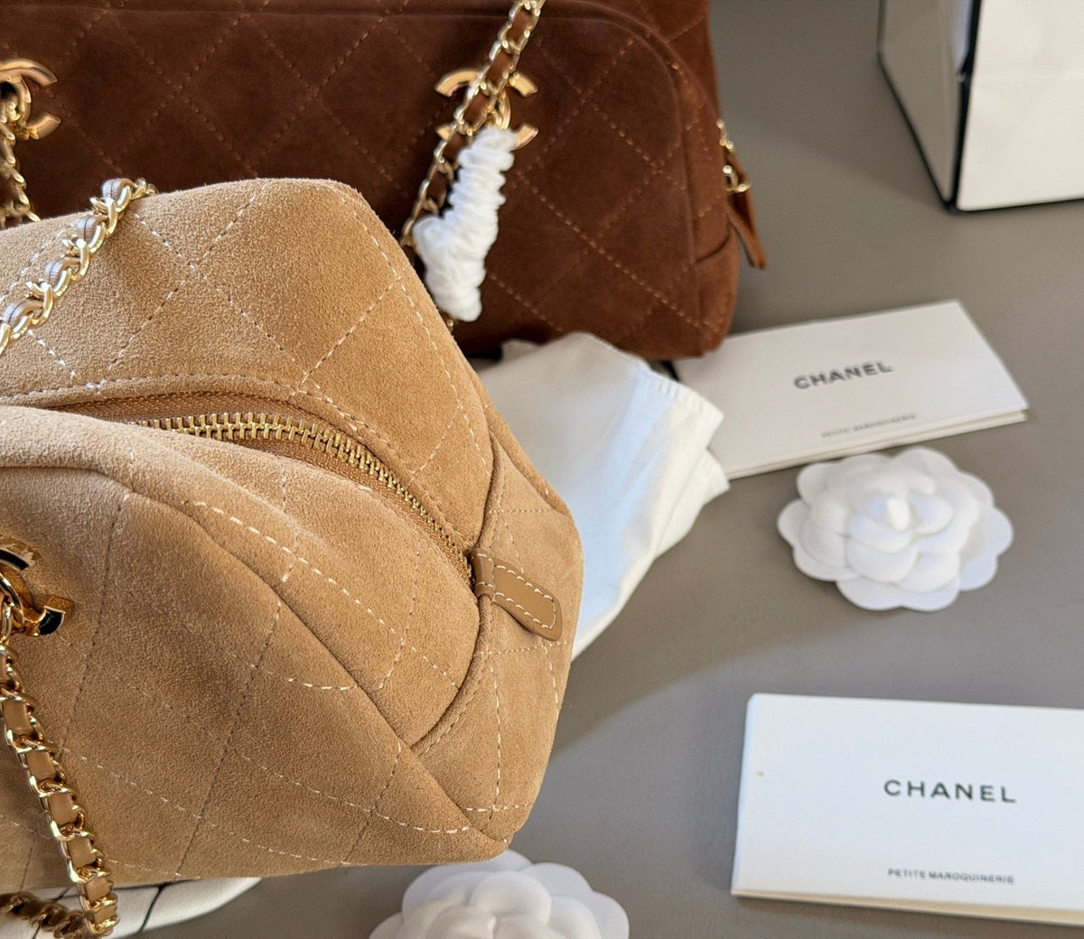 Chanel Chain-Handle Bowling Shoulder Bag — detail