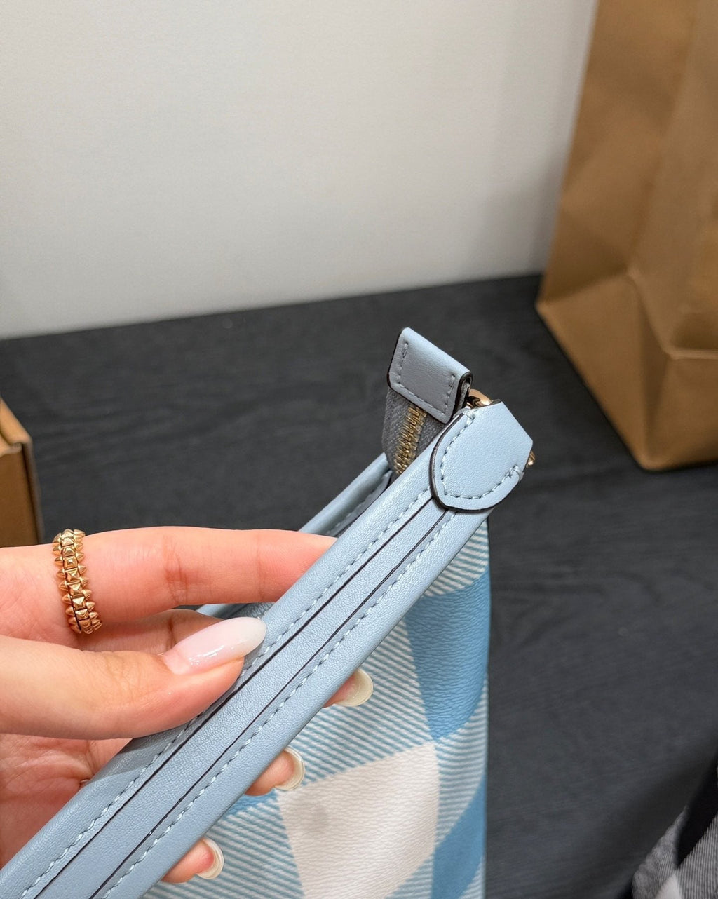 Coach Laurel Check Shoulder Bag — detail