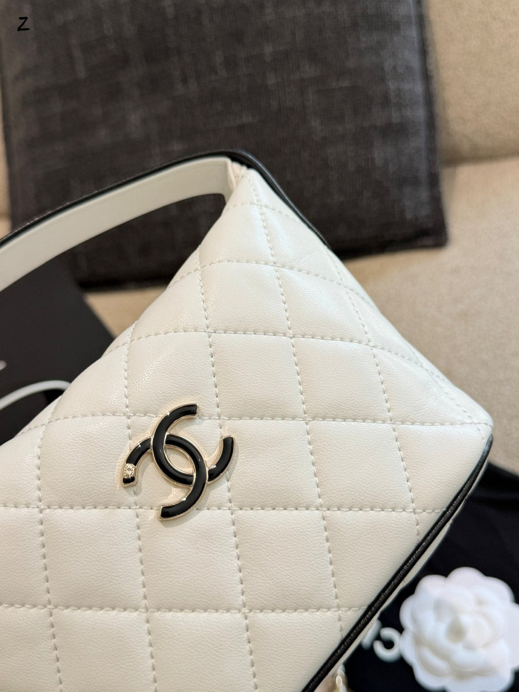 Chanel Diamond-Quilted Box Crossbody Bag — detail