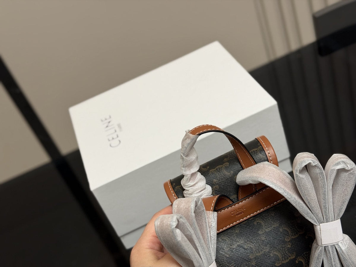 Celine Triomphe Patterned Flap Backpack — front