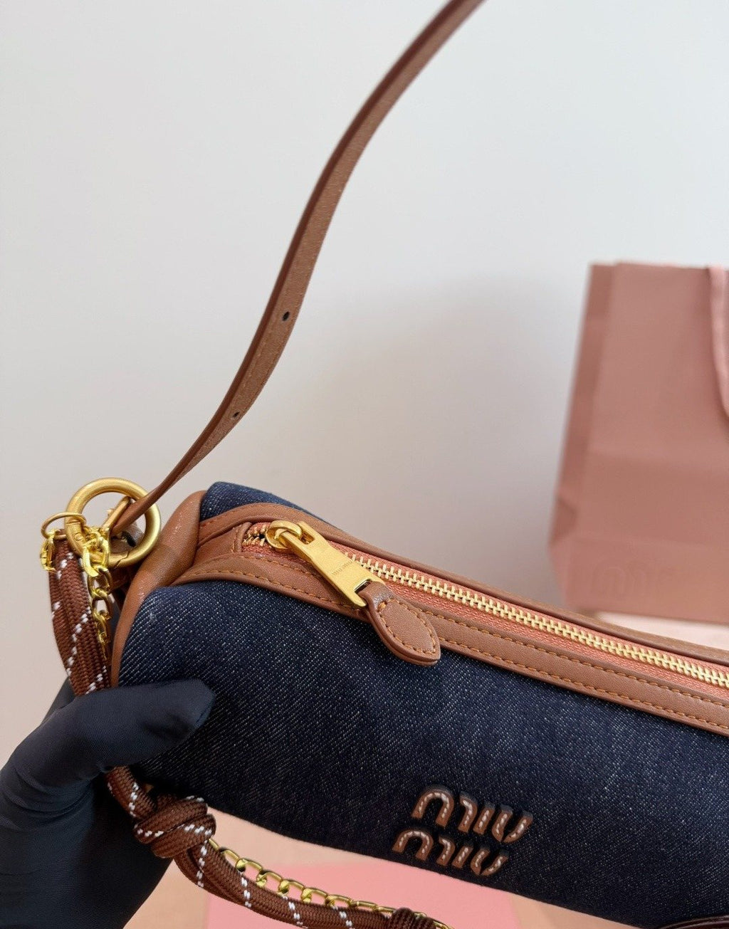 Miu Miu Barrel Shoulder Bag — detail