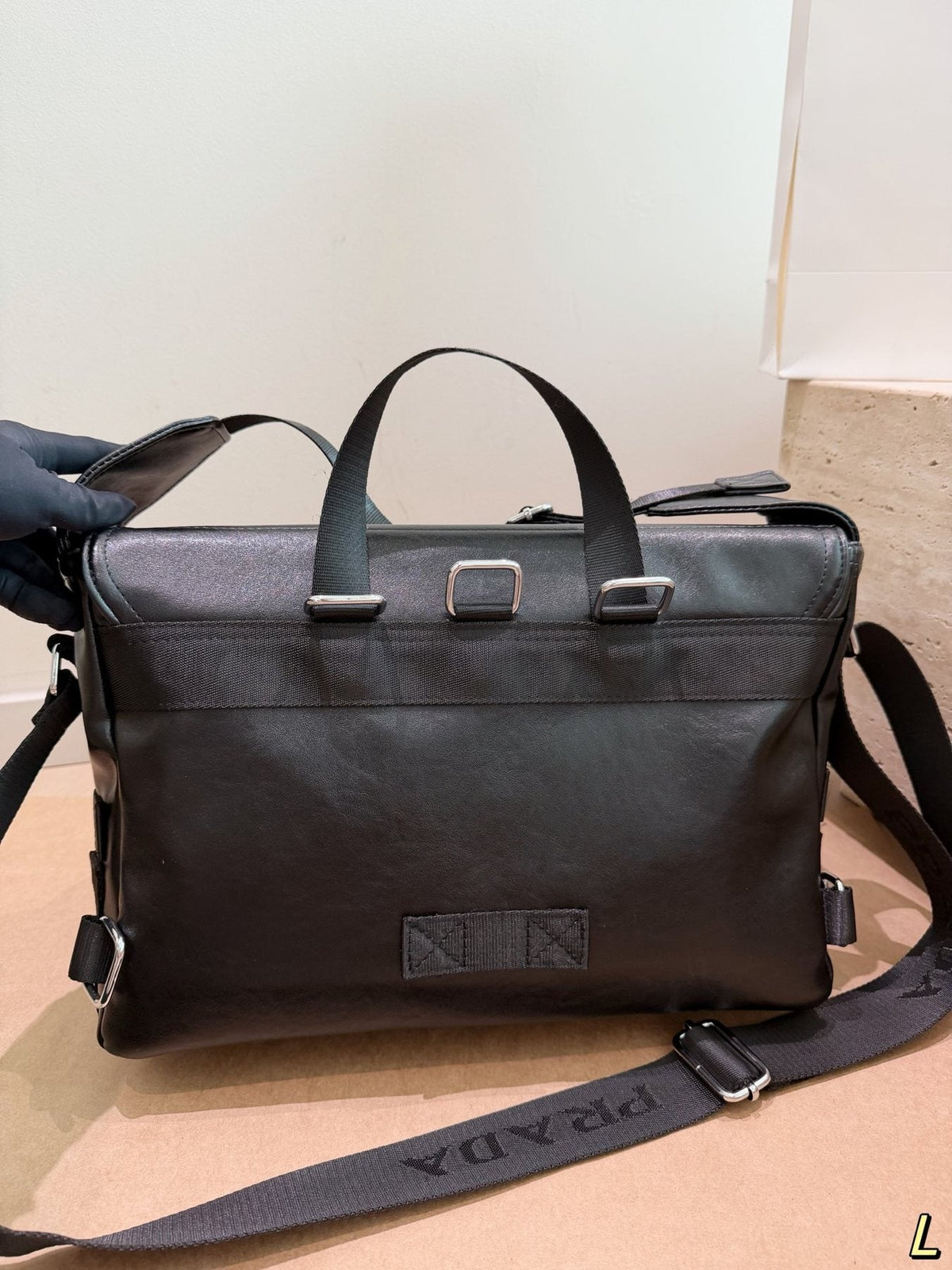 Prada Four-Buckle Flap Messenger Bag — back