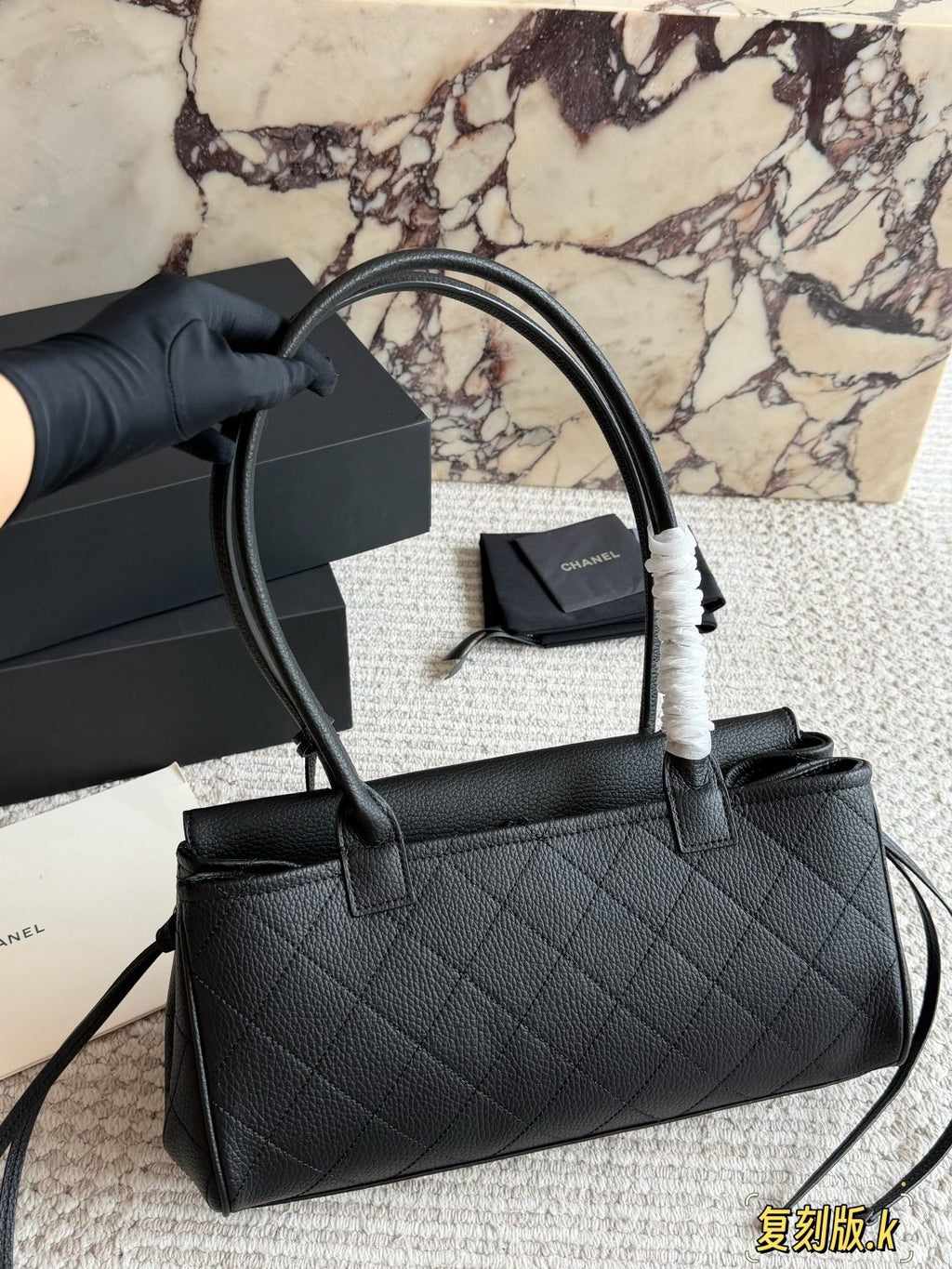 Chanel Quilted Baguette Shoulder Bag — back
