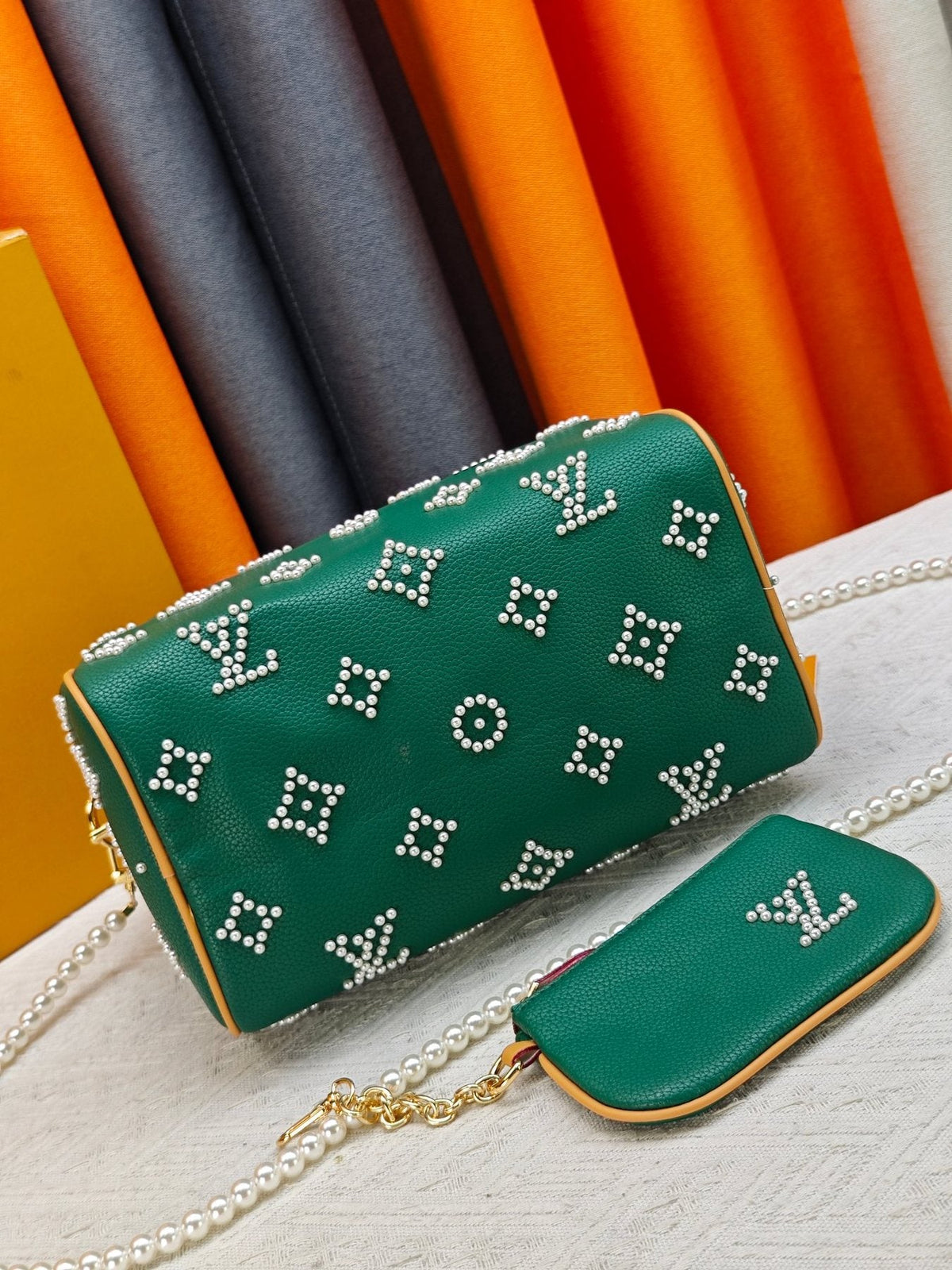 Louis Vuitton Speedy Bandoulière Pearl-Motif Handbag — detail