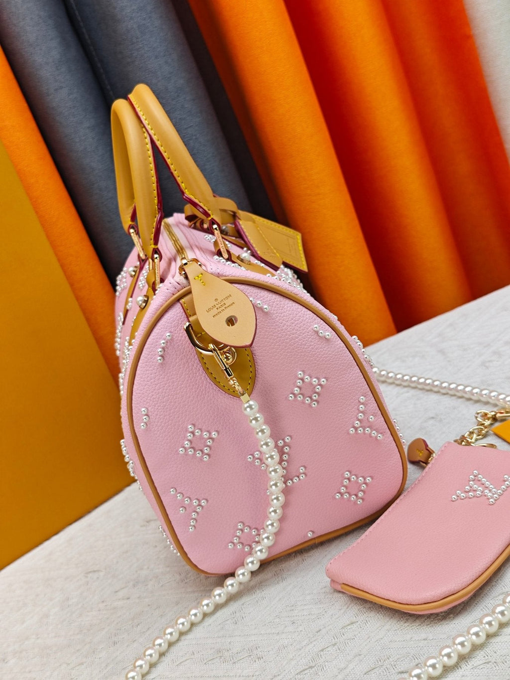 Louis Vuitton Speedy Bandoulière Pearl-Motif Handbag — side
