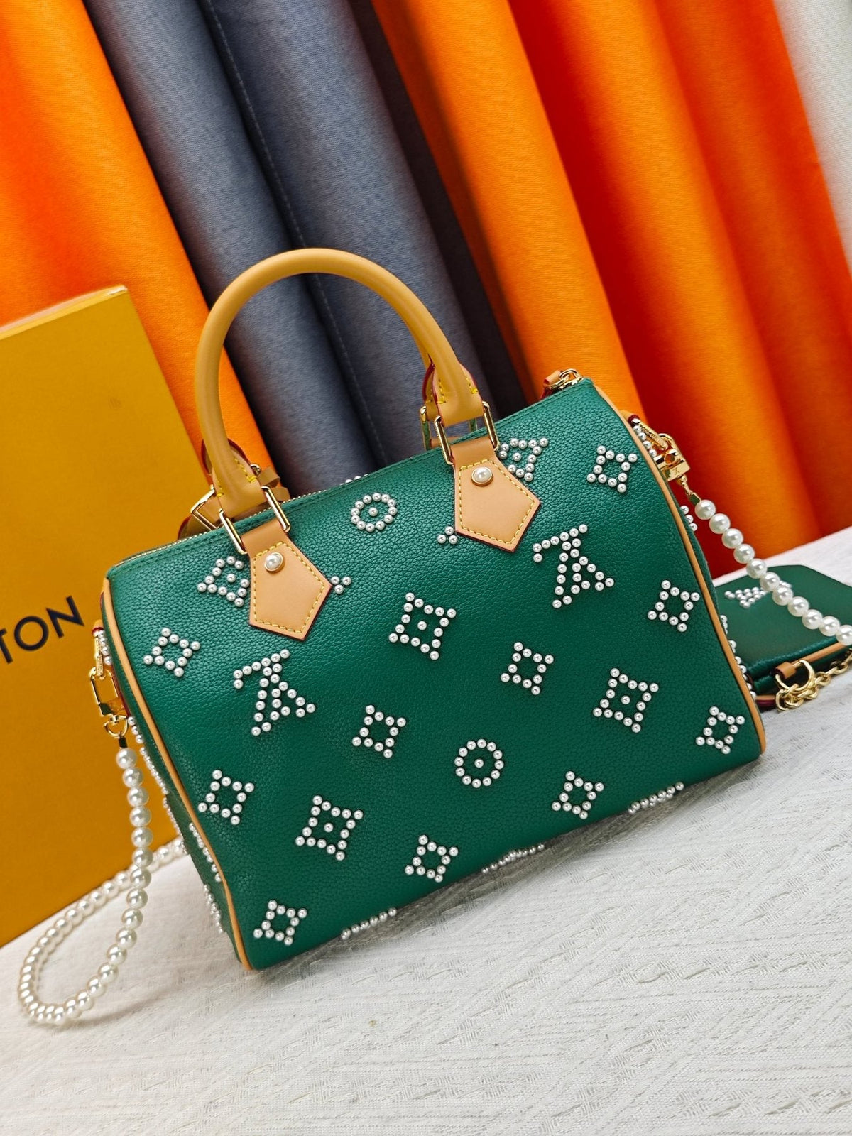 Louis Vuitton Speedy Bandoulière Pearl-Motif Handbag — back