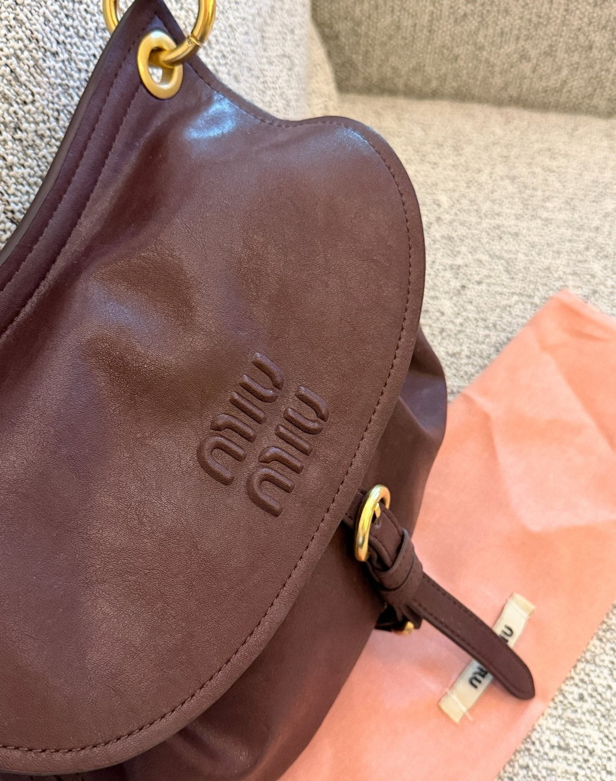 Miu Miu Rendez-Vouz Gathered Saddle Bag — detail