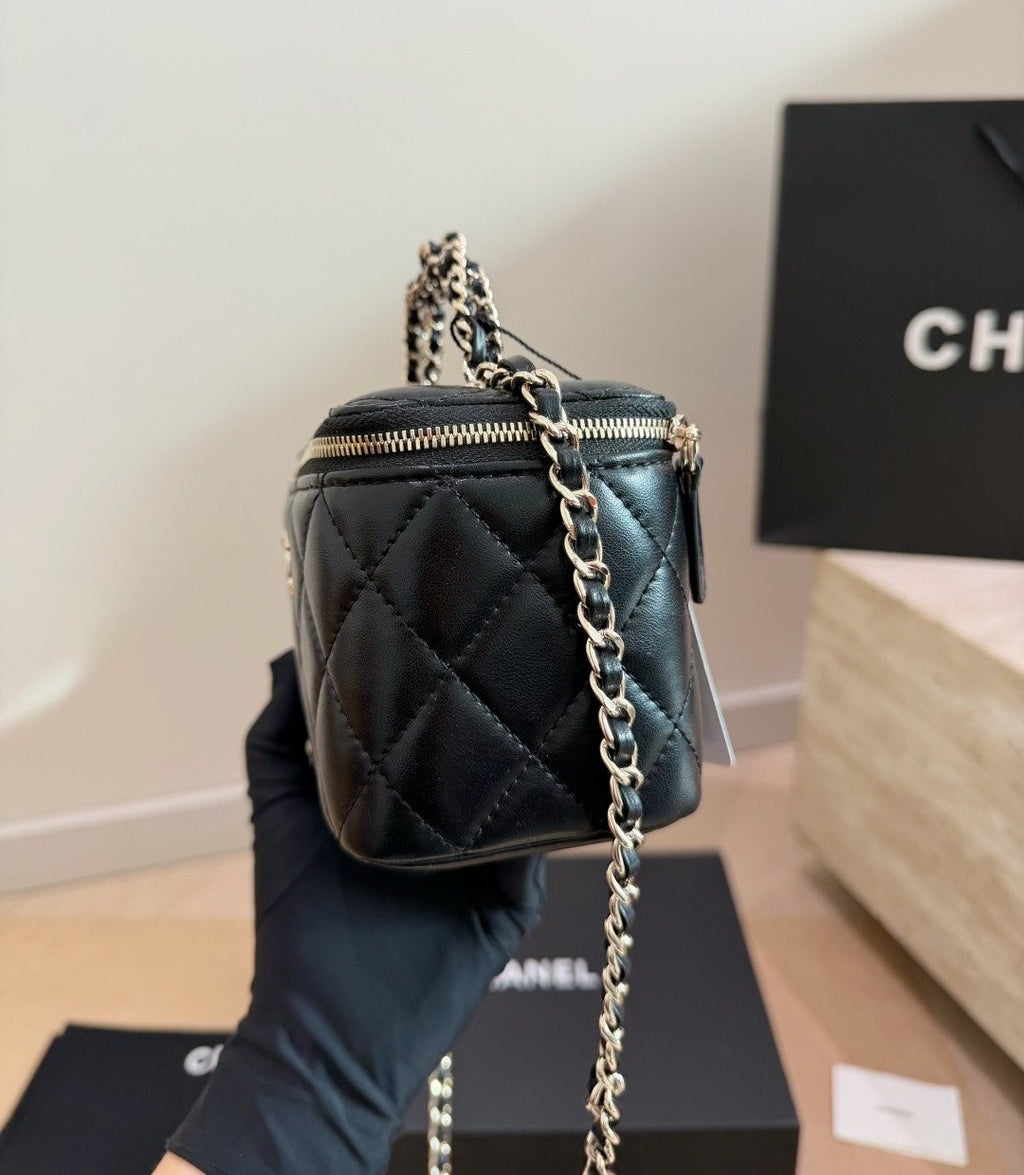 Chanel Quilted Top-Handle Box Bag — side