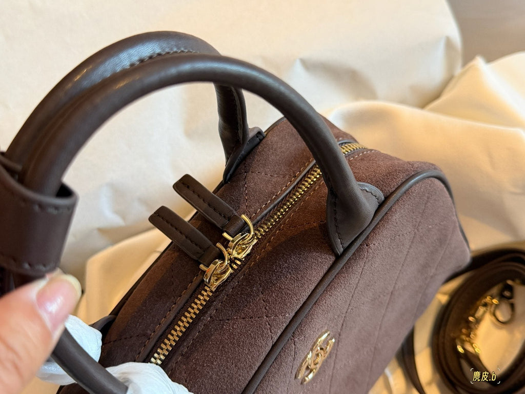 Chanel Diamond-Pattern Bowling Bag — detail
