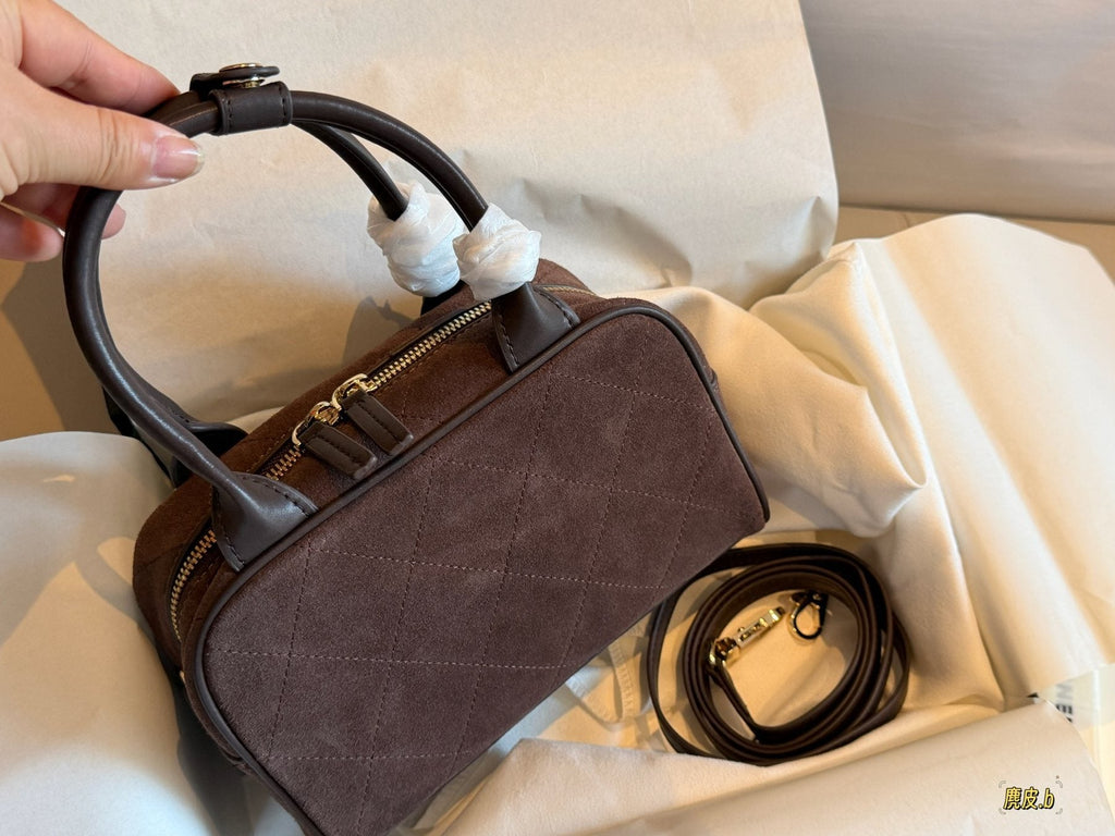 Chanel Diamond-Pattern Bowling Bag — back