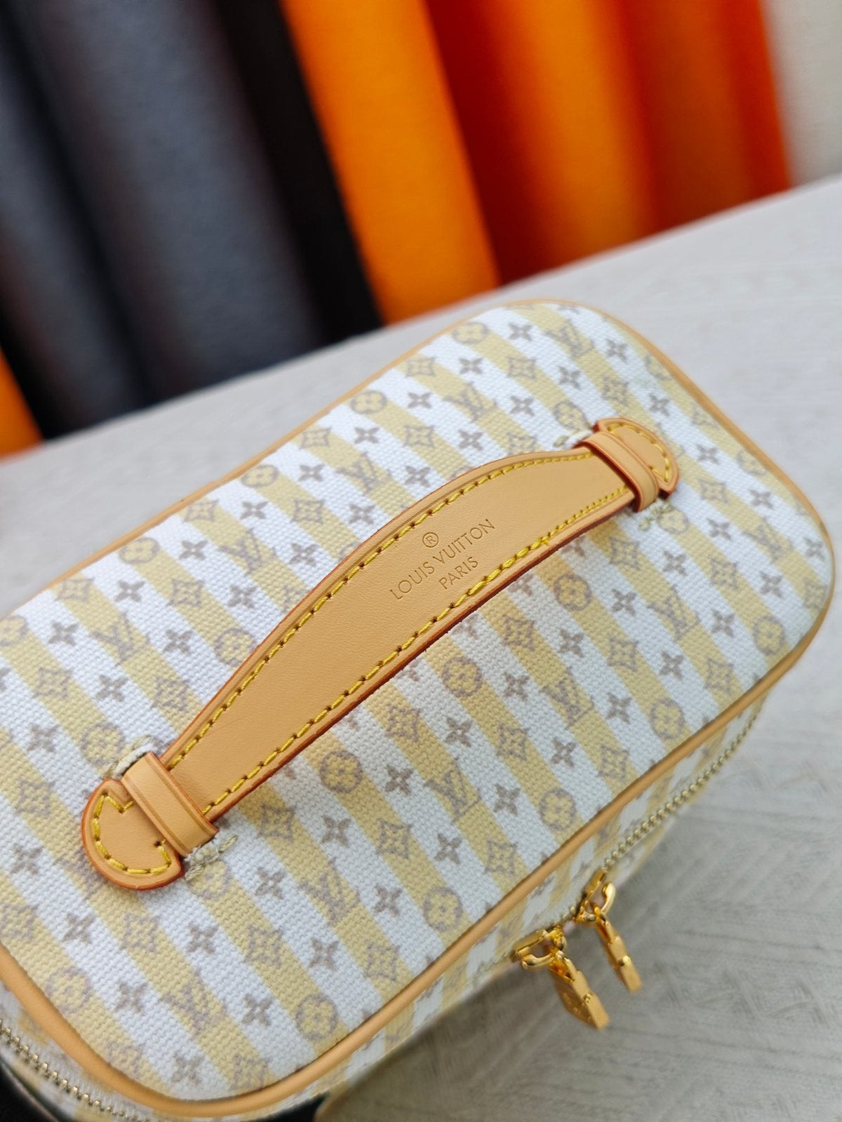 Louis Vuitton Nice Louis Vuitton Stamp Striped Vanity Case — detail