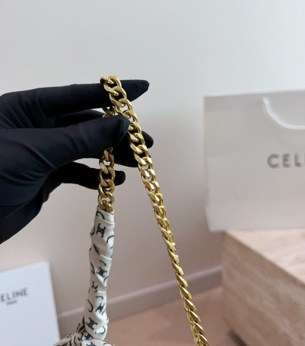 Celine Triomphe Chain-Strap Flap Shoulder Bag — detail