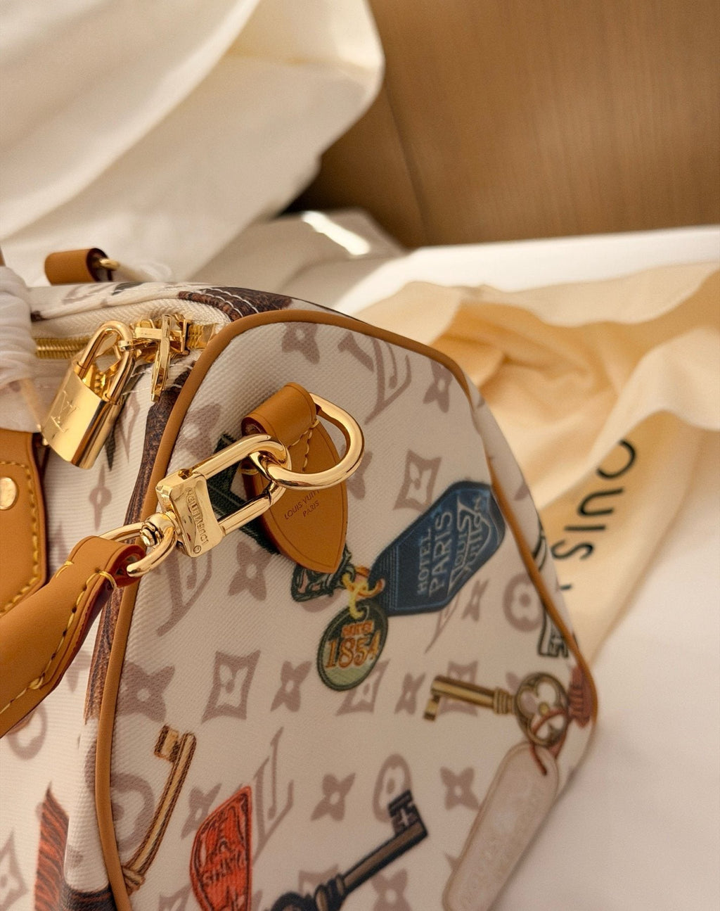 Louis Vuitton Speedy Flight Mode Printed Satchel — side