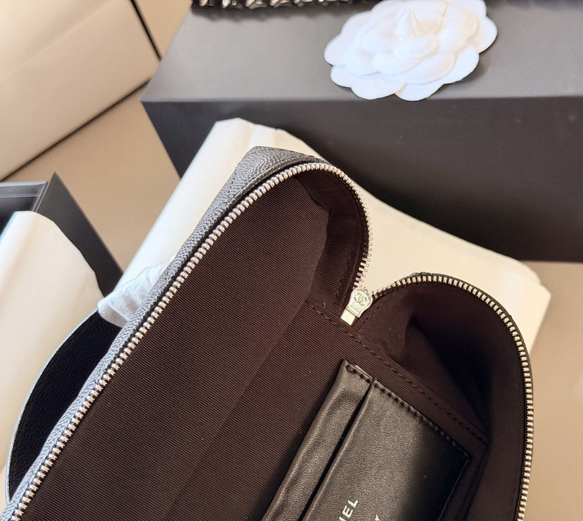 Chanel Diamond-Quilted Top-Handle Box Bag — detail