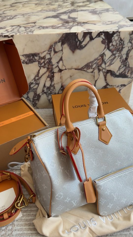 Louis Vuitton Speedy Silver Monogram Barrel Bag — hero