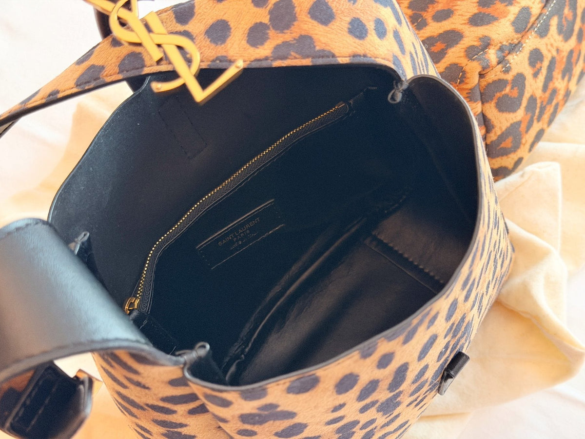 Saint Laurent Soft Hobo Leopard-Print Shoulder Bag — detail