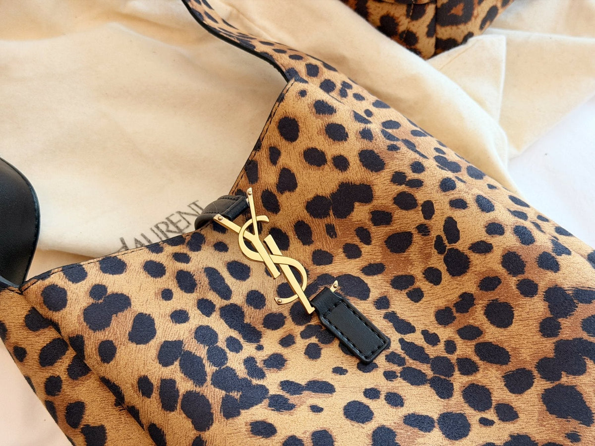 Saint Laurent Soft Hobo Leopard-Print Shoulder Bag — detail