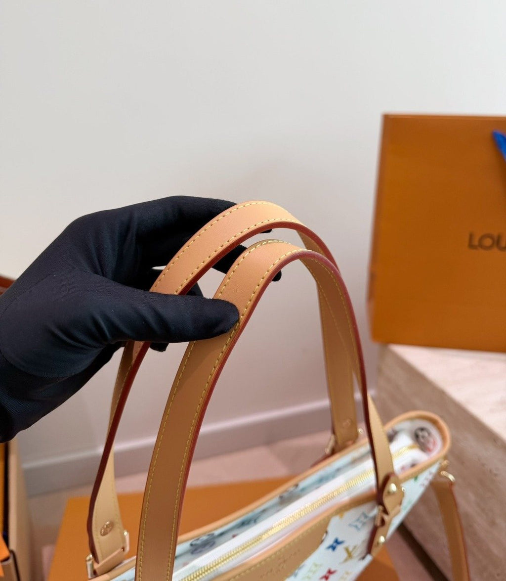 Louis Vuitton White Multicolor Monogram Tote — detail