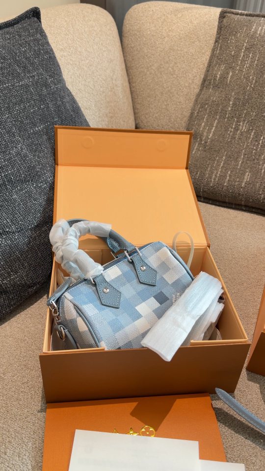 Louis Vuitton Speedy Blue Checker Satchel — front