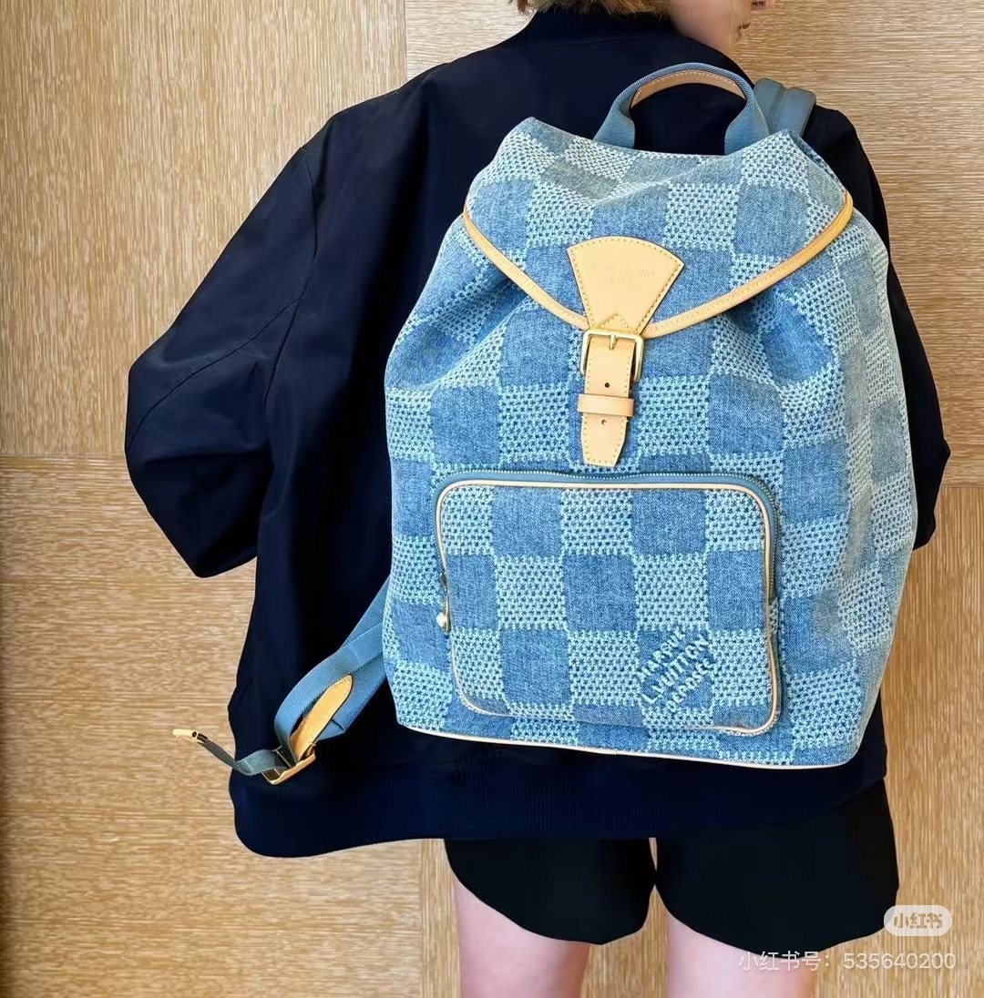 Louis Vuitton Checker-Pattern Flap Backpack — model