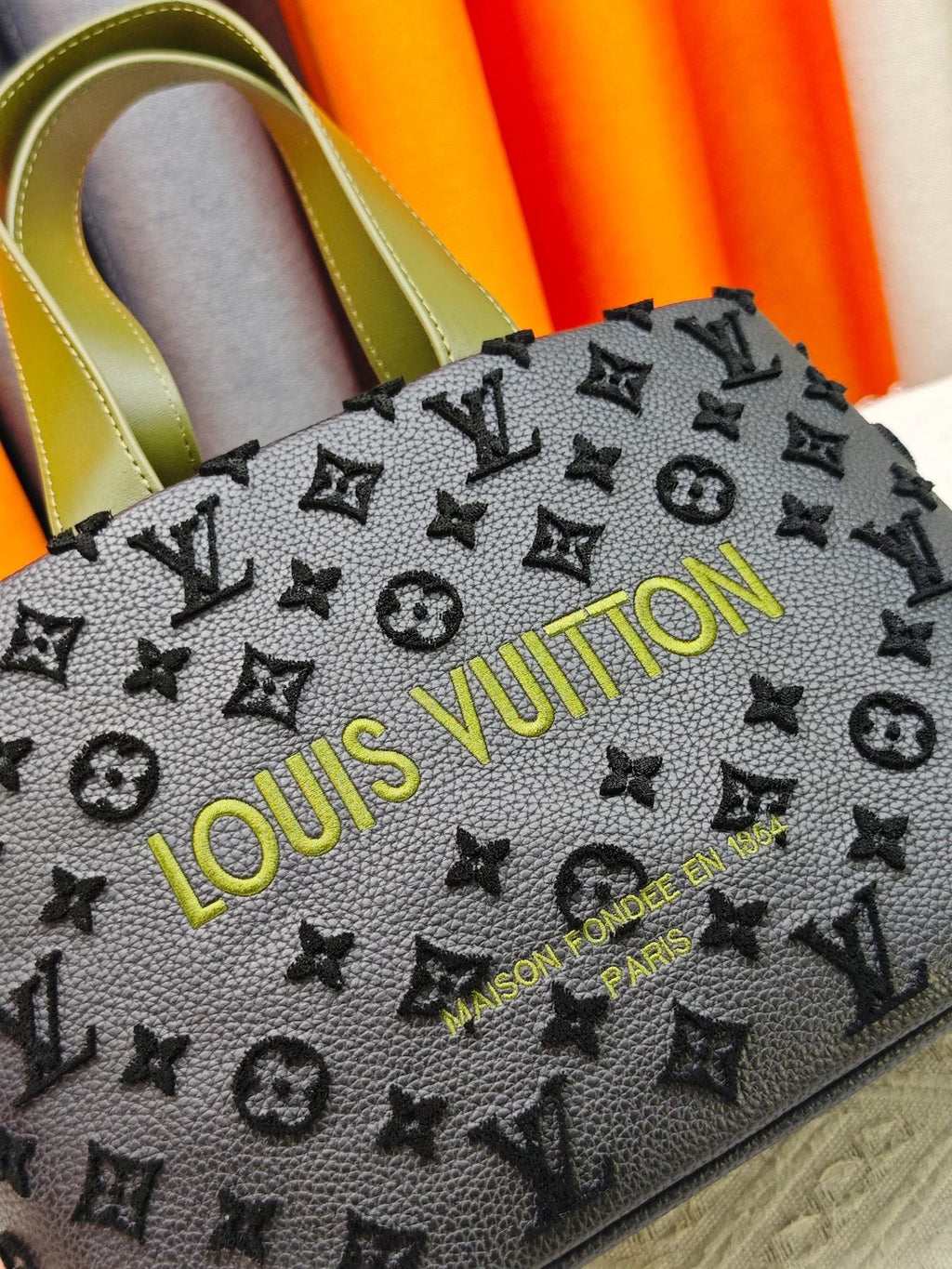 Louis Vuitton Mini Shopper Tote with Monogram Motifs — detail