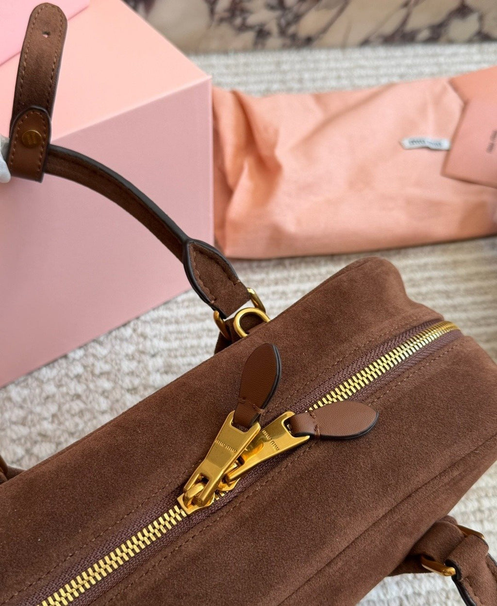 Miu Miu Rounded Top-Handle Bowling Bag — detail